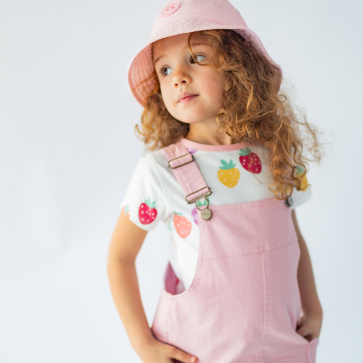 Salopette rose en denim, enfant