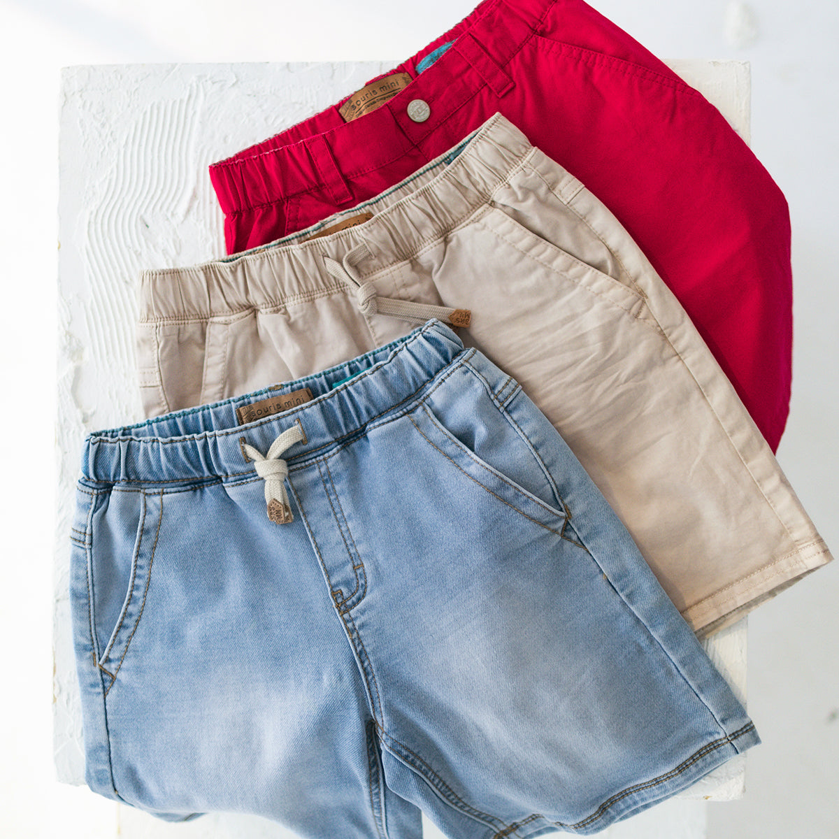 Bermuda rouge coupe régulière, enfant