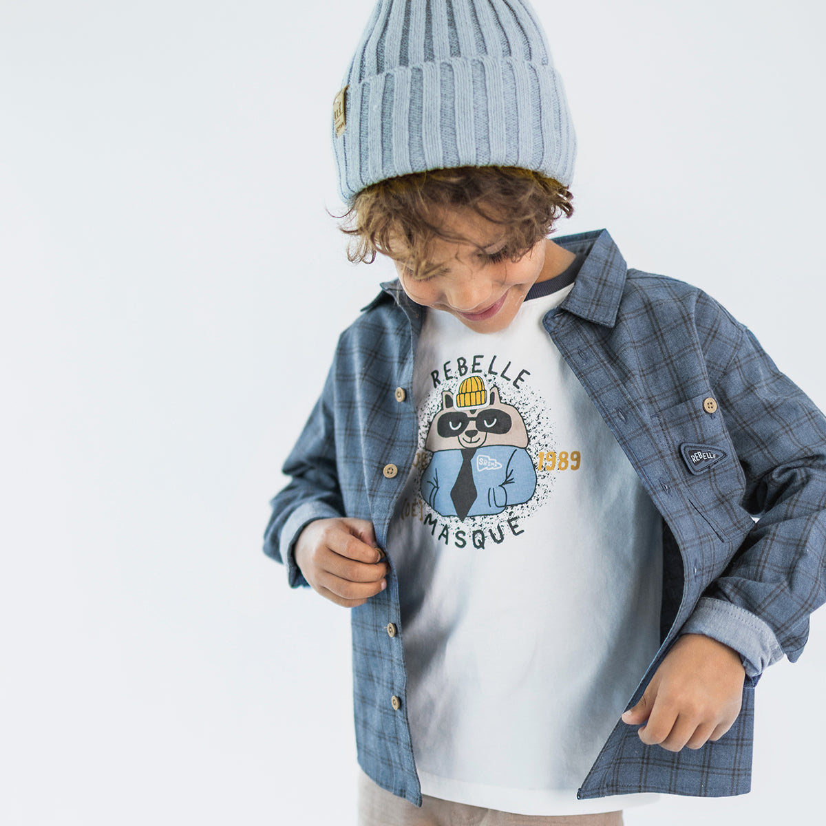 T-shirt crème à illustration de raton laveur, enfant