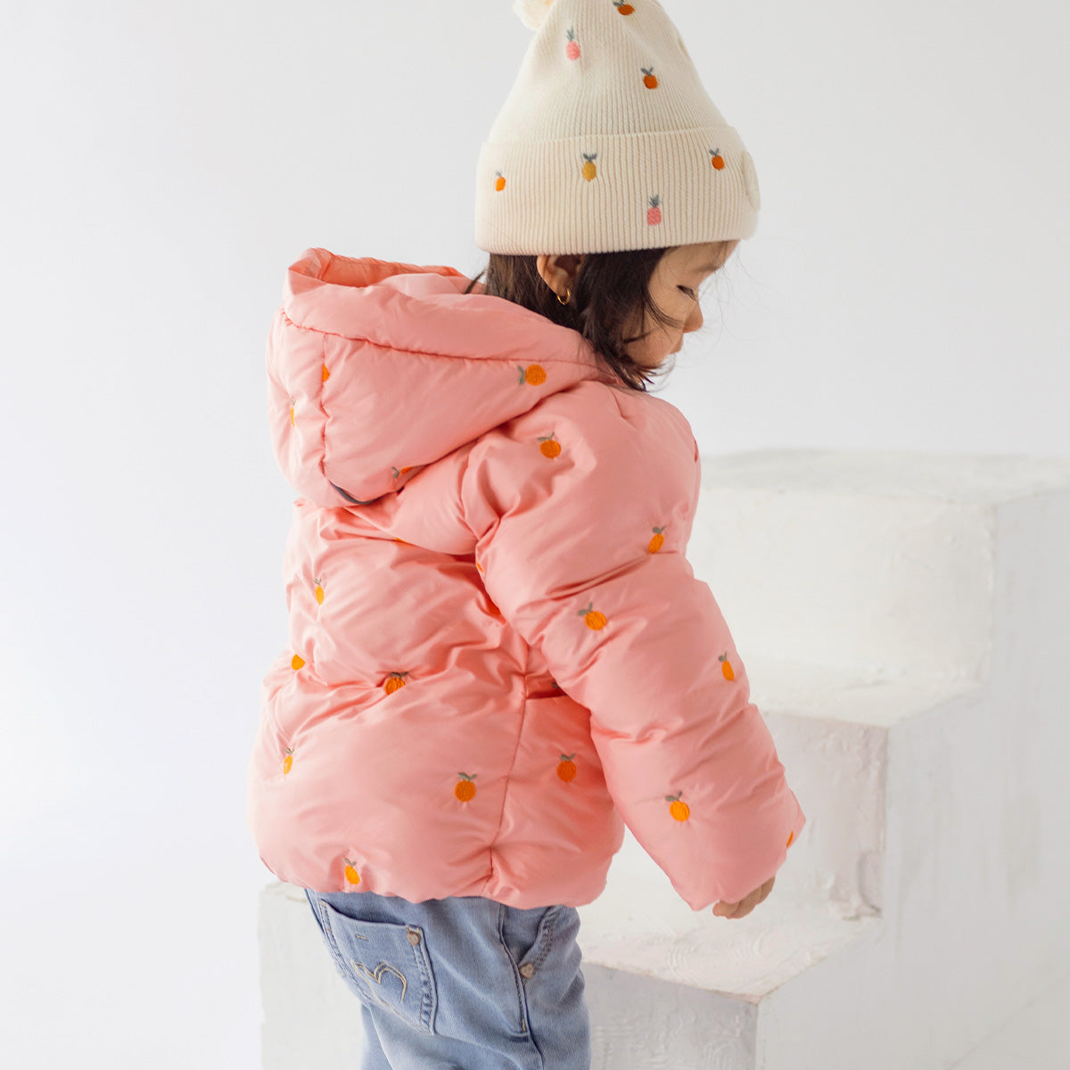 Cream knit toque with fruit all over print, baby - Souris Mini