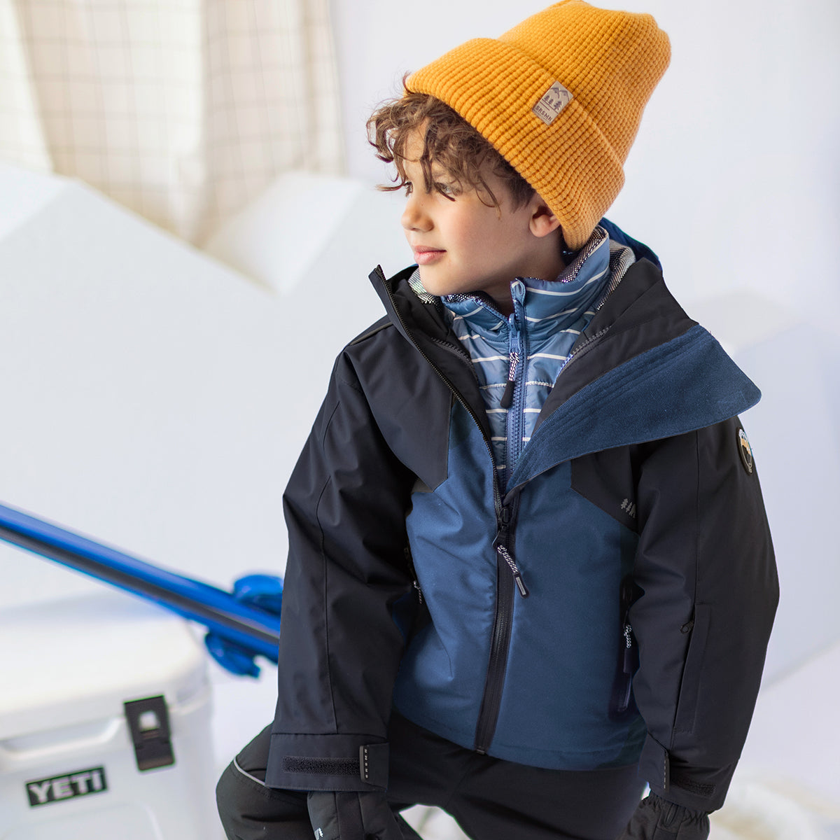 Manteau d'hiver 3 en 1 bleu et noir, enfant