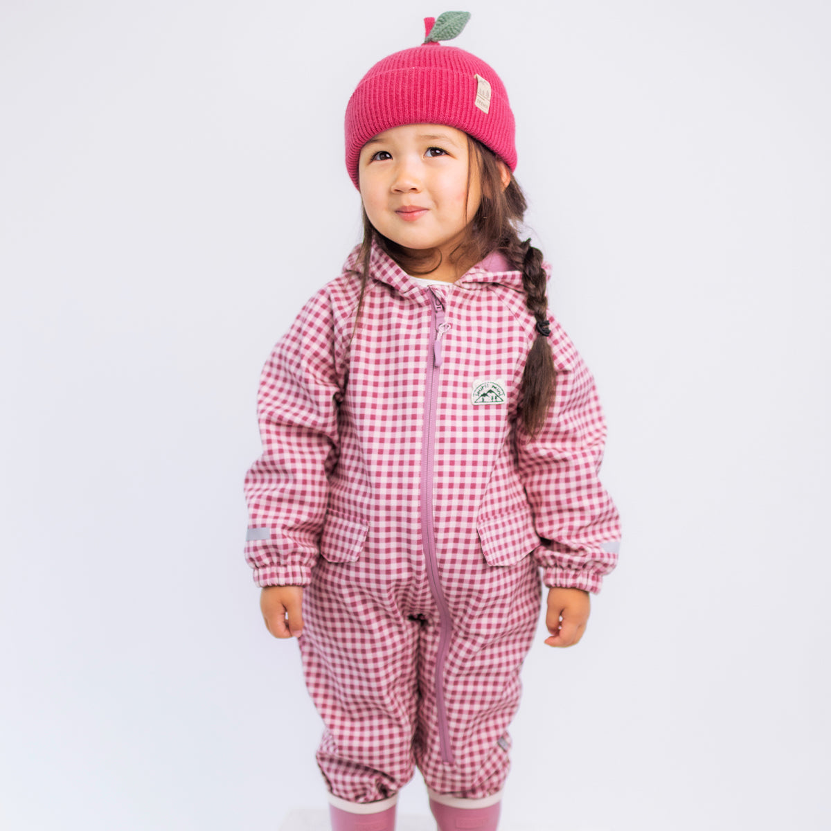 Une-pièce softshell rose à carreaux, bébé