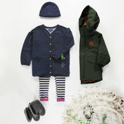 Robe tunique marine à manches longues en coton français, enfant || Navy tunic dress with long sleeves in French terry, child