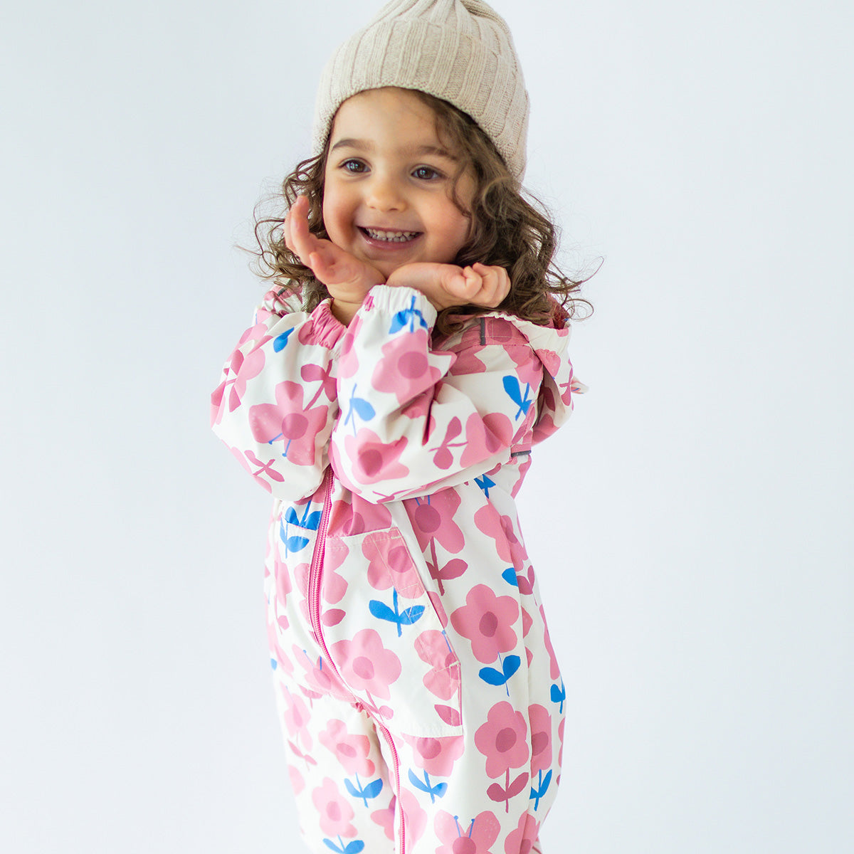 Cream one-piece jacket with floral all over print, baby