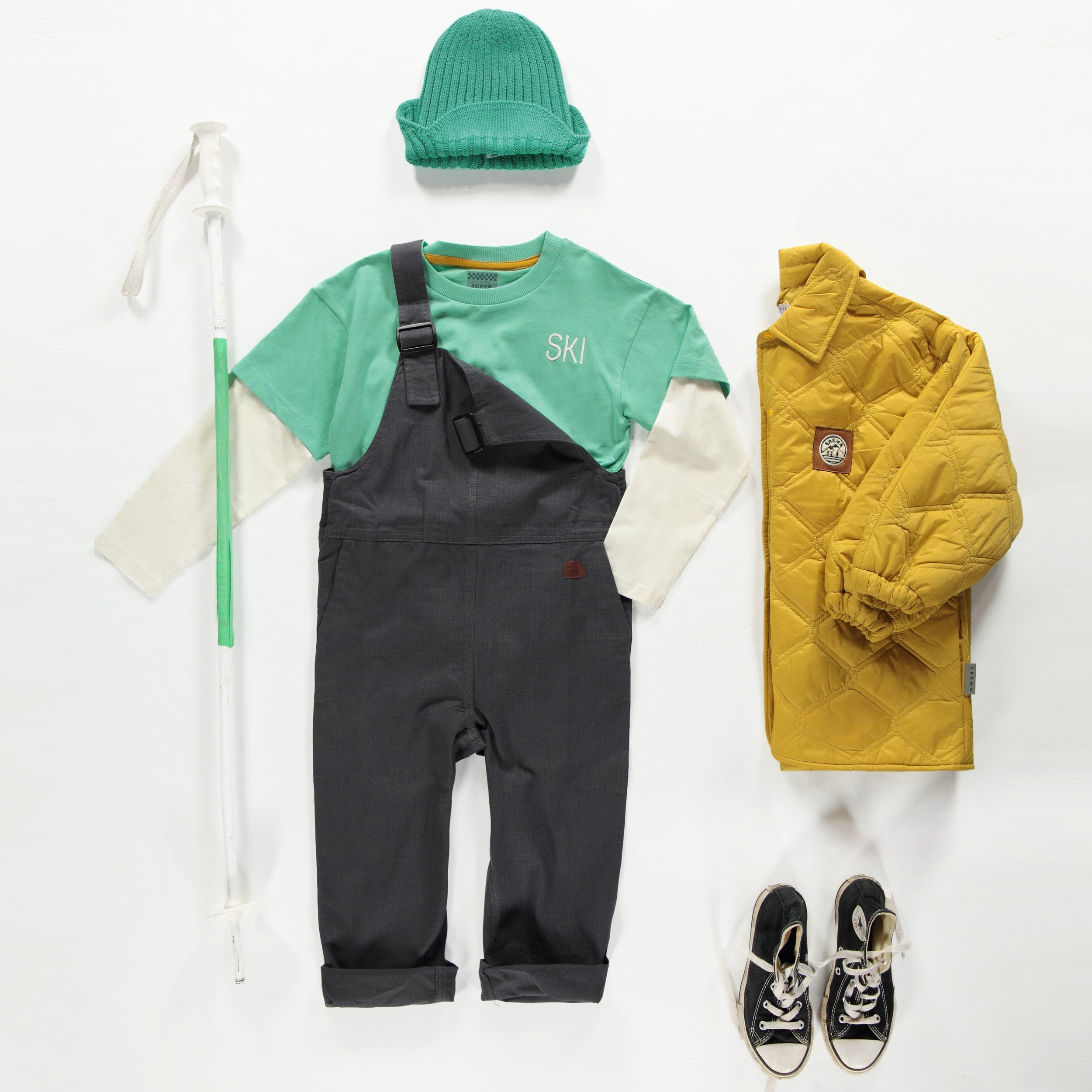 Loose fit charcoal overalls in cotton, child