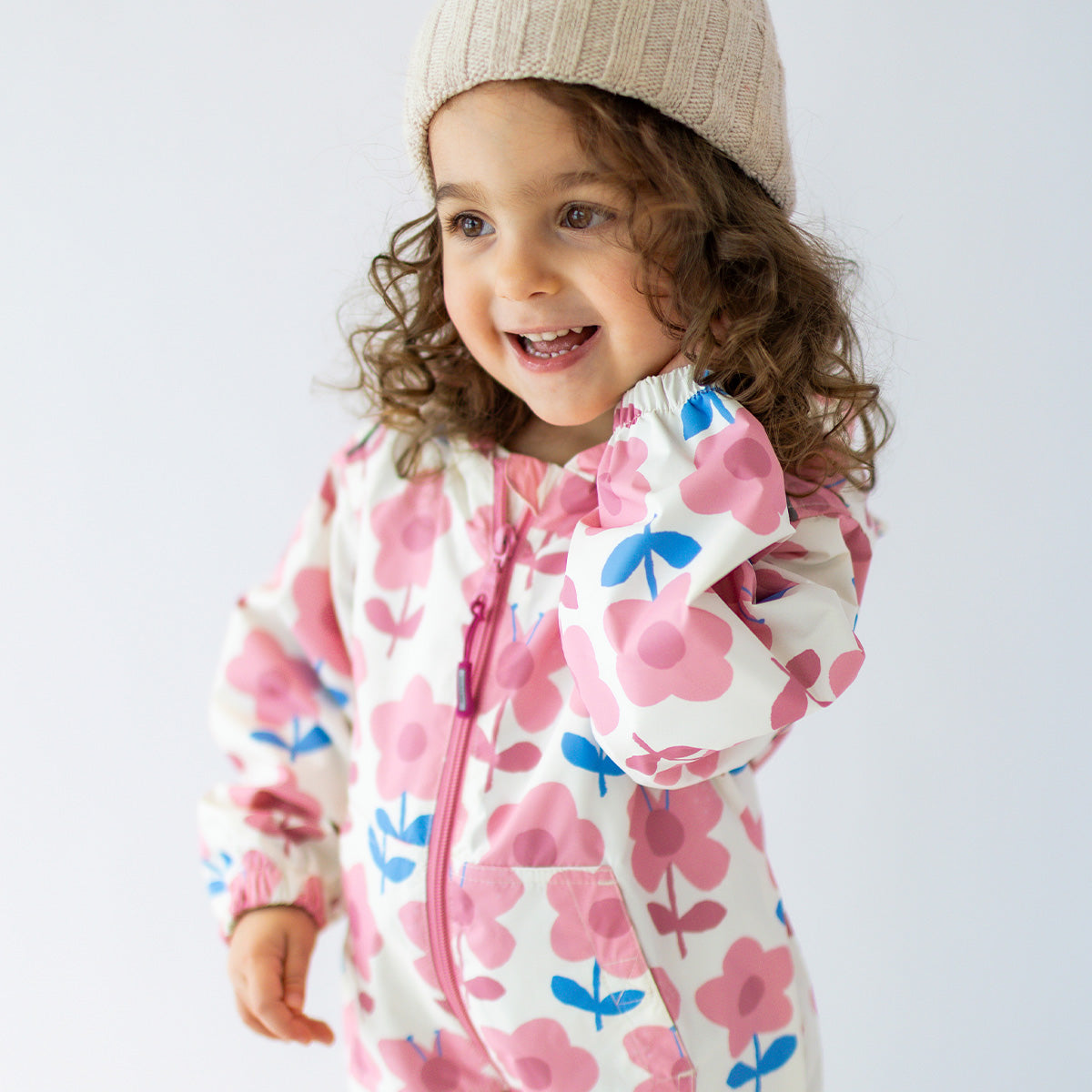 Manteau une pièce crème à motif floral, bébé