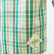 Chemise verte et crème à carreaux en doux coton, enfant || Green and cream plaid shirt in soft cotton, child
