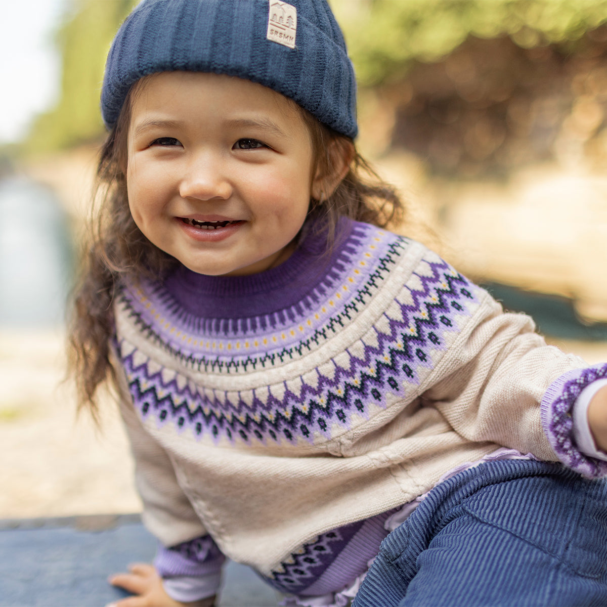 Chandail crème en tricot à motifs jacquard, bébé