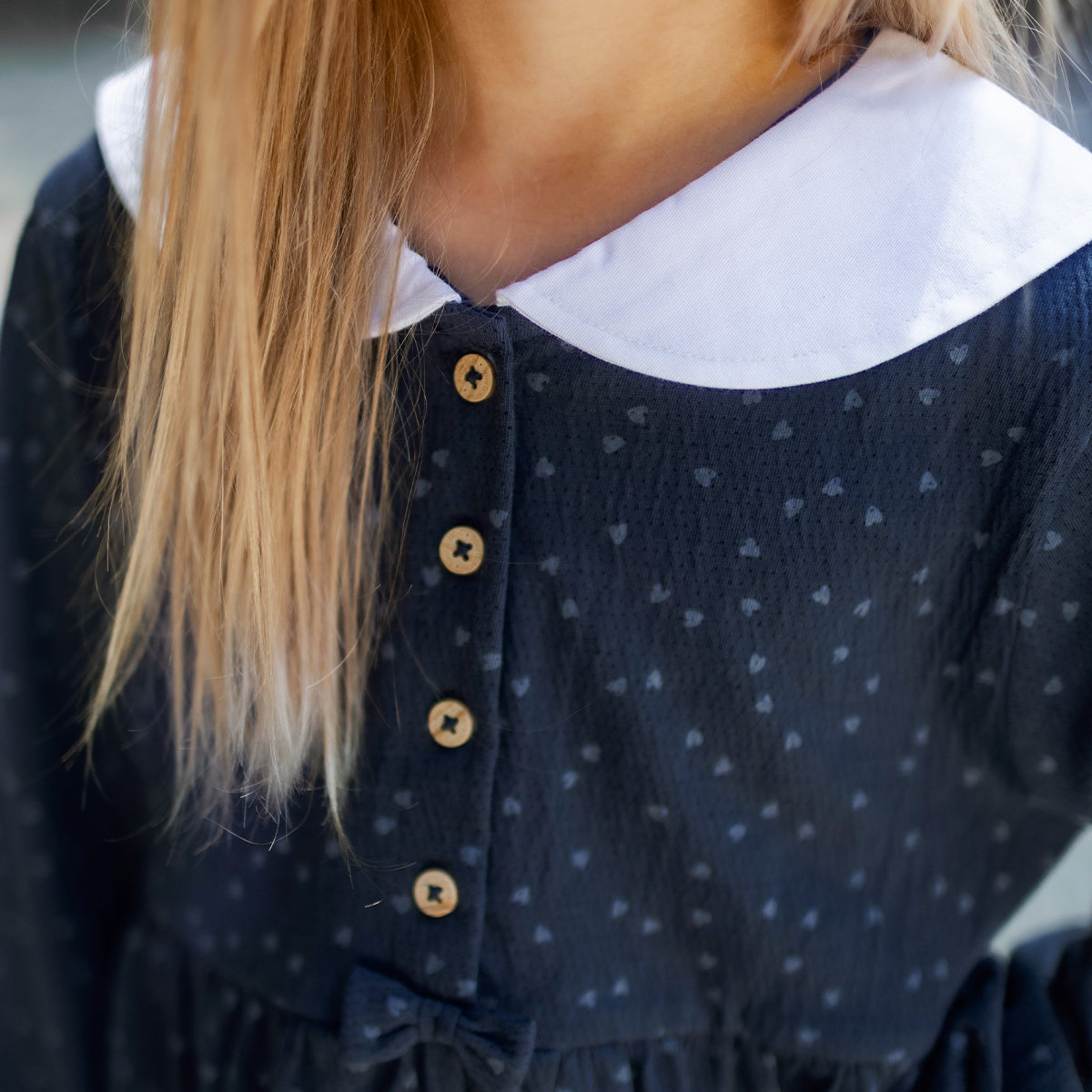Dark blue crinkled jersey dress, child