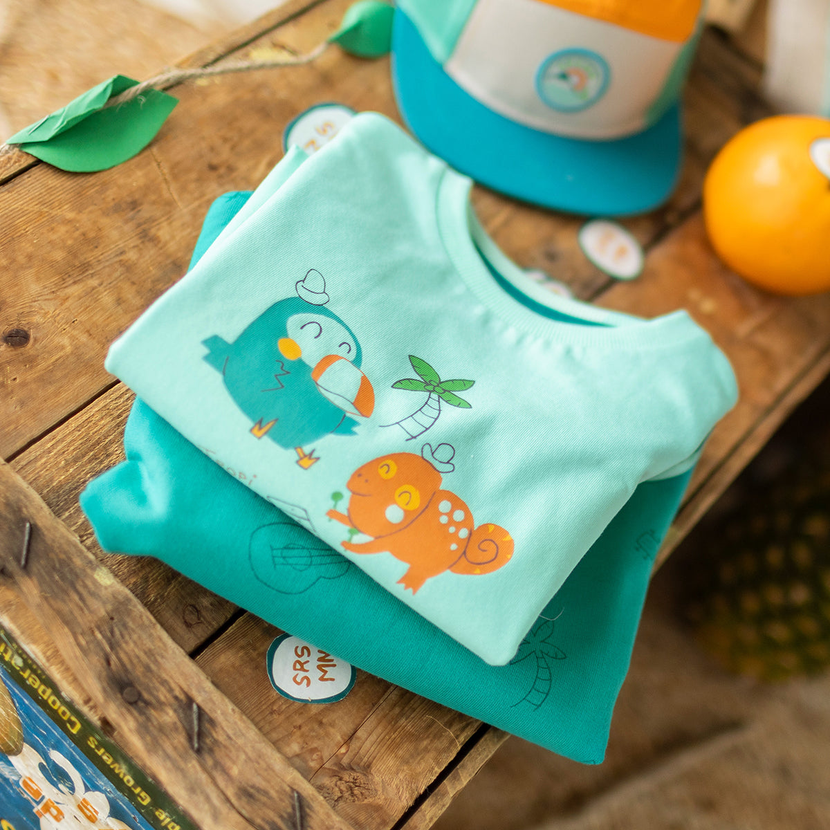T-shirt turquoise avec illustration, bébé