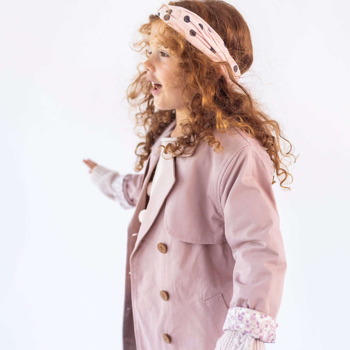 Manteau trench rose, enfant