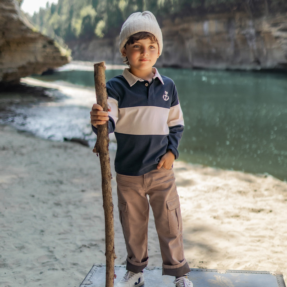 Dark Blue and Cream T-Shirt, child
