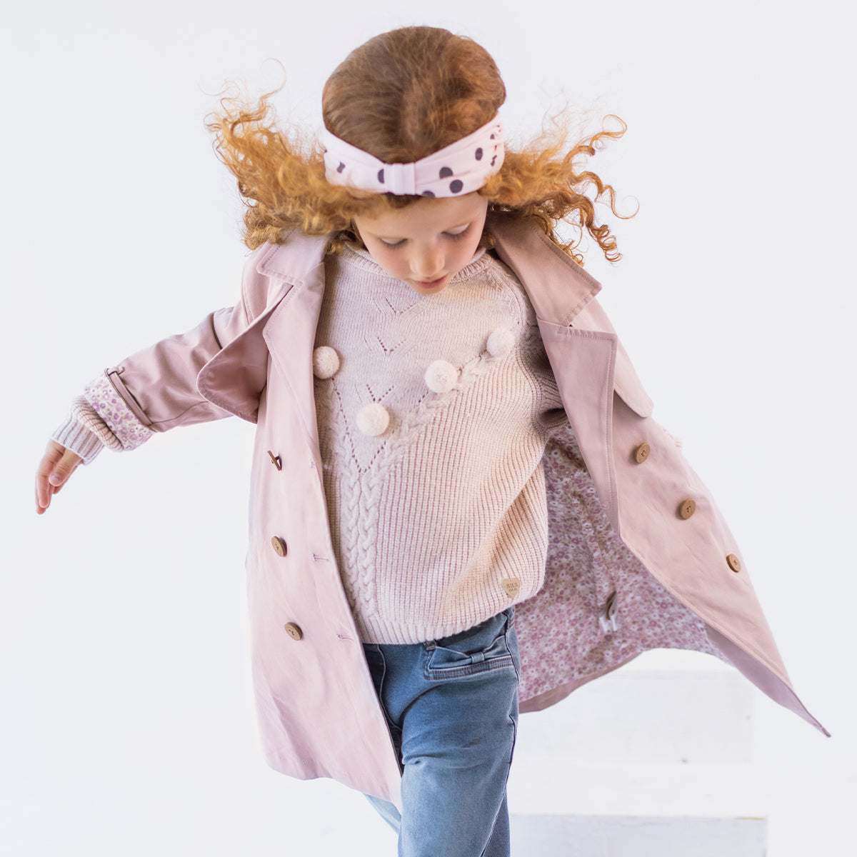 Manteau trench rose, enfant