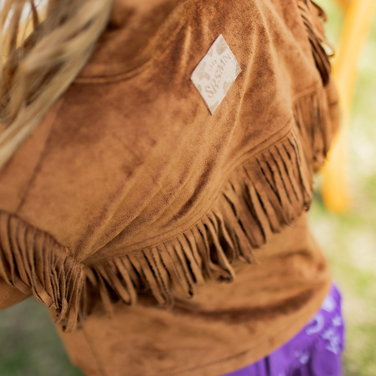 Brown faux suede jacket, child