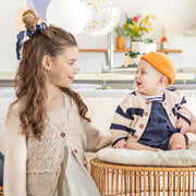 Robe en lin crème à bretelles larges avec crochet, enfant || Cream linen dress with large straps with crochet, child