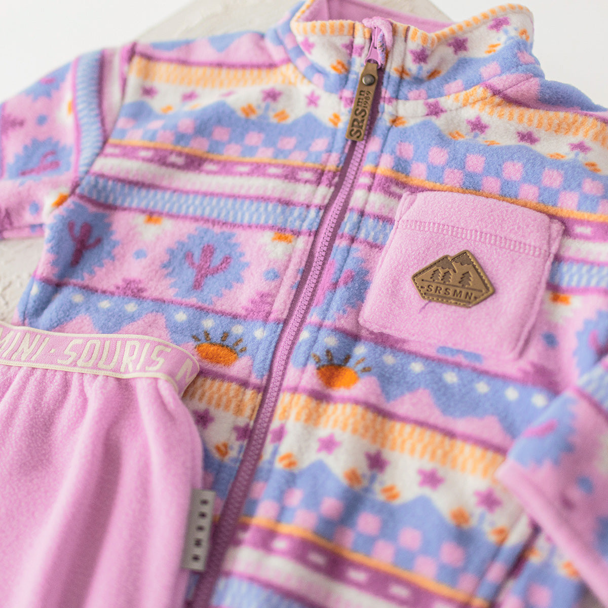 Veste en polar mauve à motifs, bébé