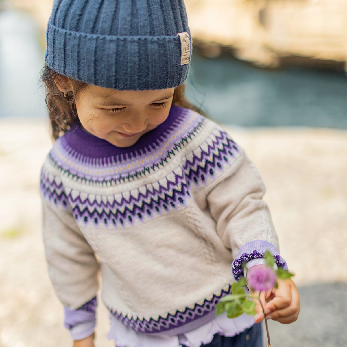 Chandail crème en tricot à motifs jacquard, bébé