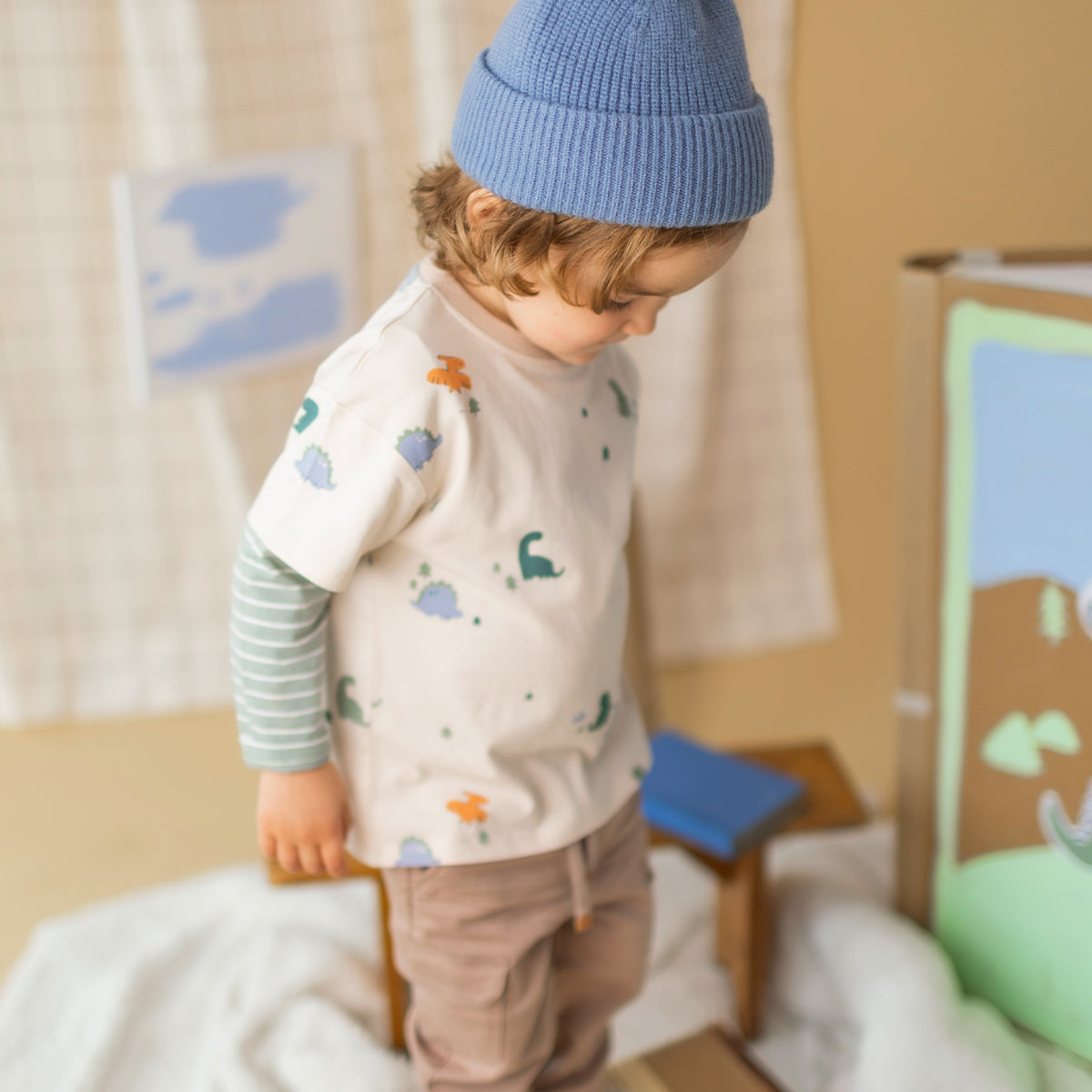 Cream dinosaur print T-shirt, baby