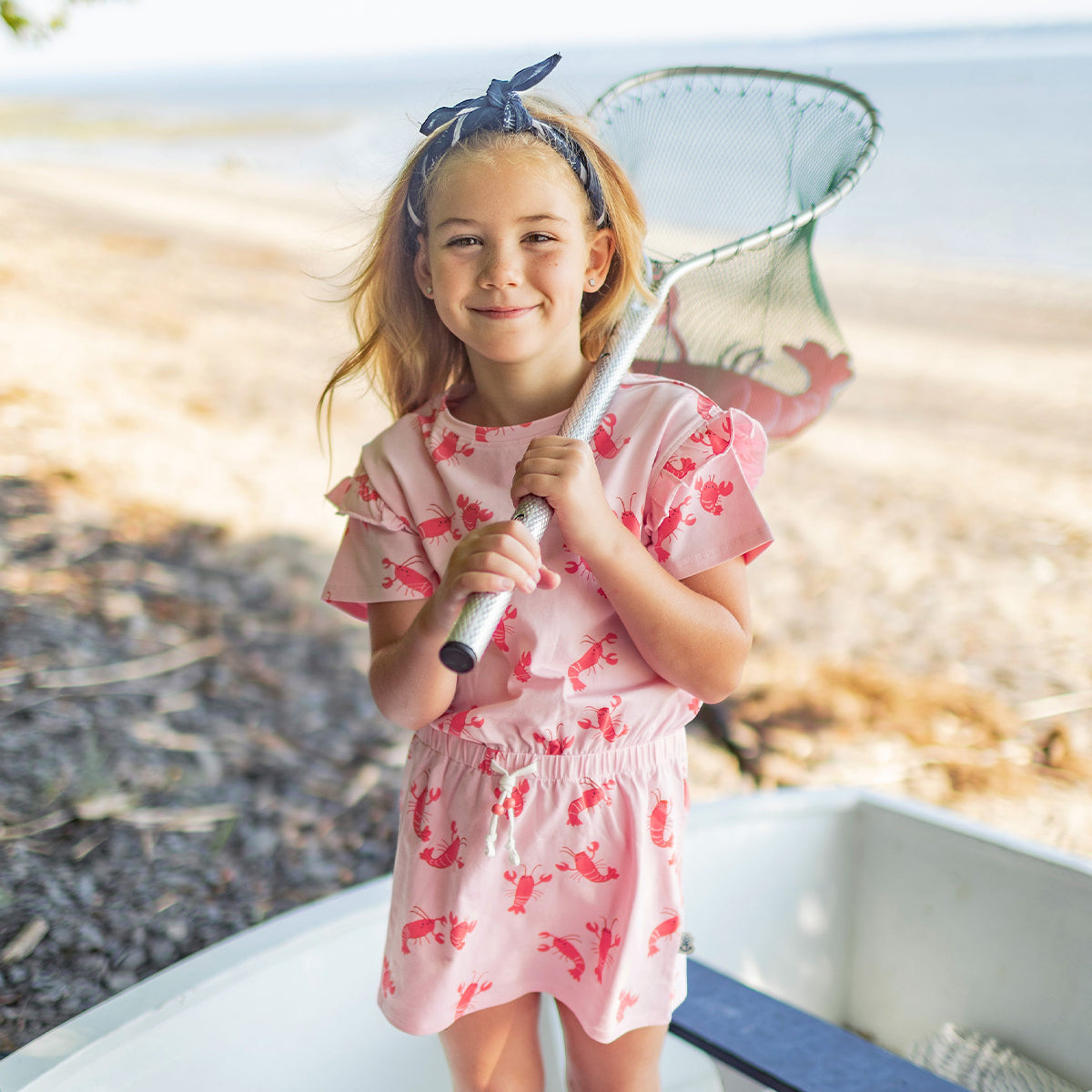 Pink dress with lobster all over print, child