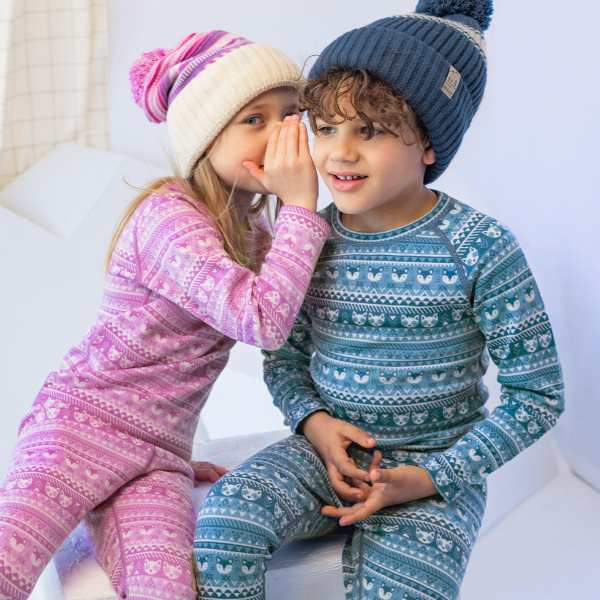 Blue Patterned Merino Wool Sweater, child