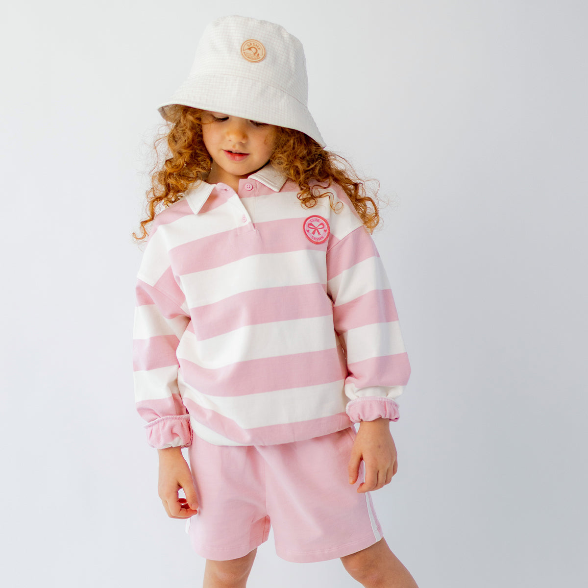 Short rose en tricot français, enfant
