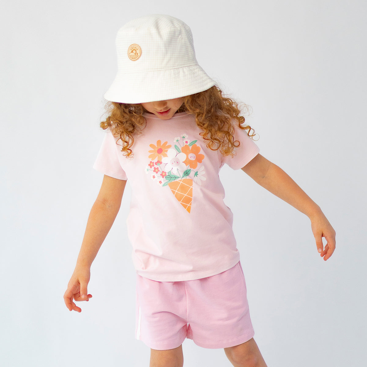 Short rose en tricot français, enfant