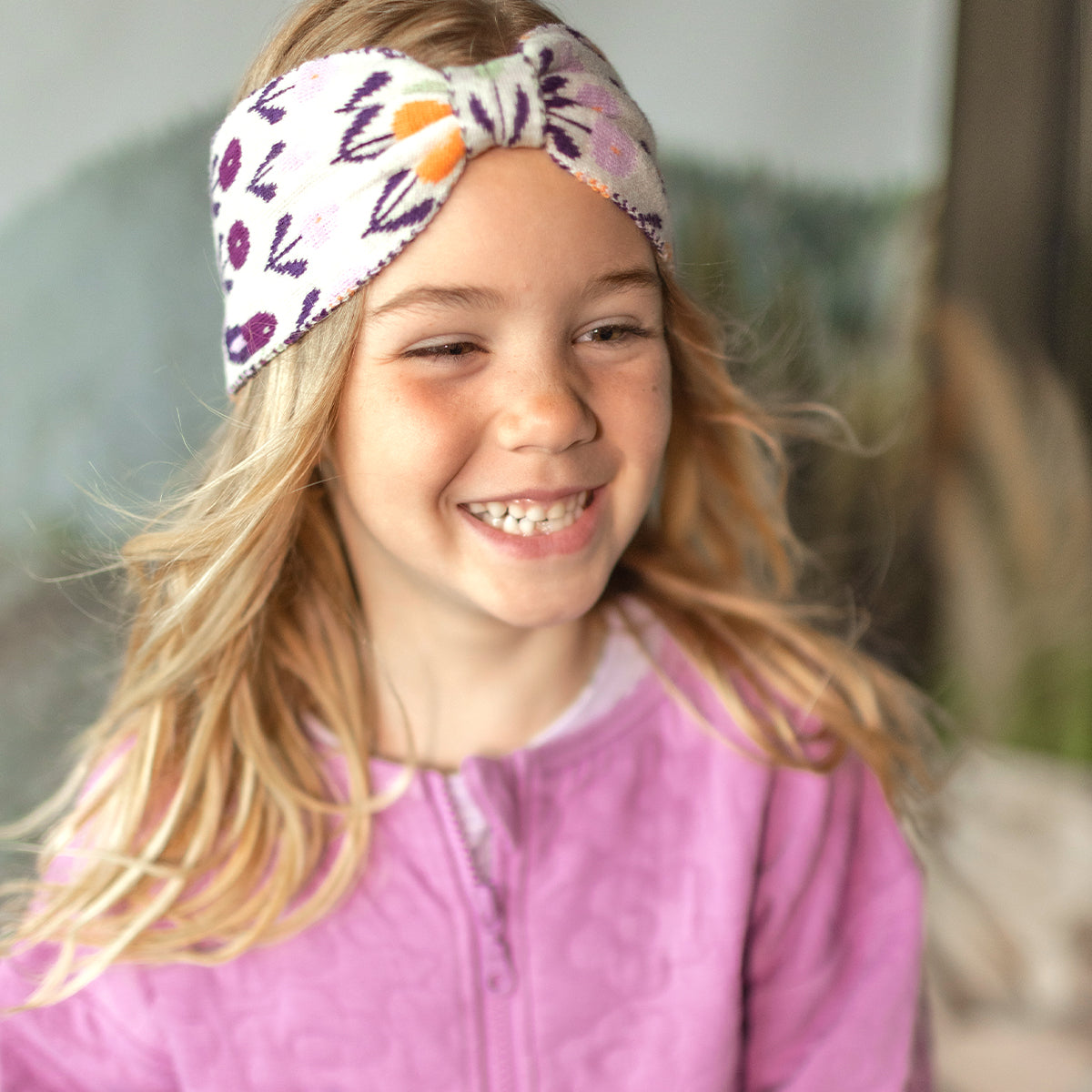 Bandeau crème à motif jaquard en tricot, enfant