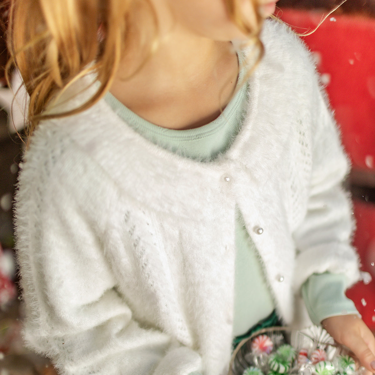 Sage green pointelle bodysuit, child