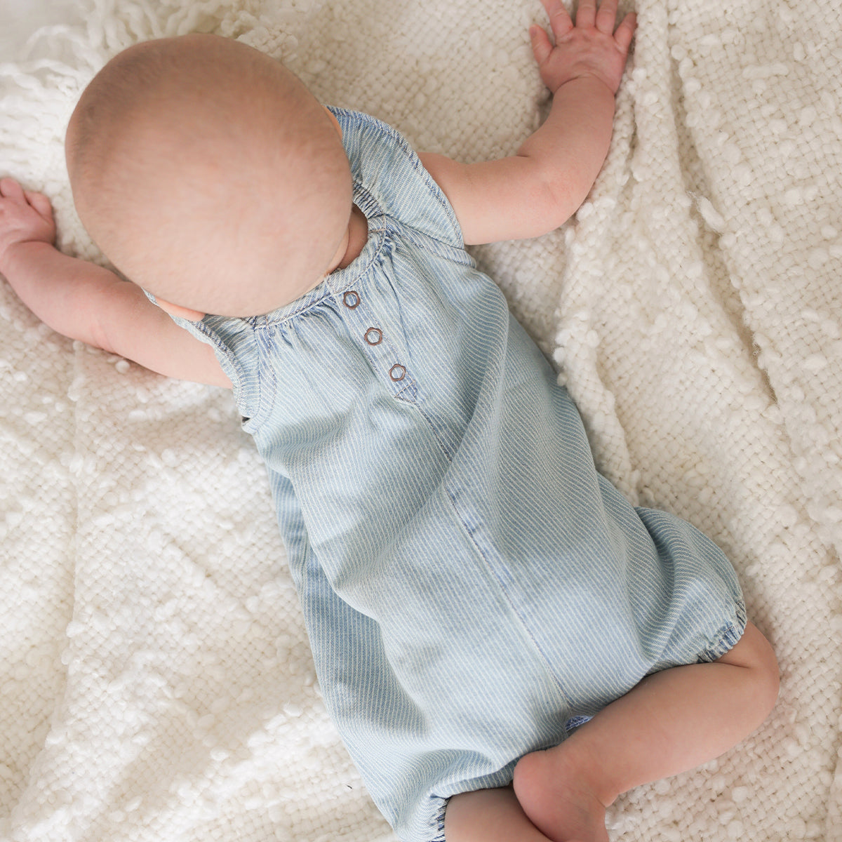 Light blue striped denim overalls, newborn
