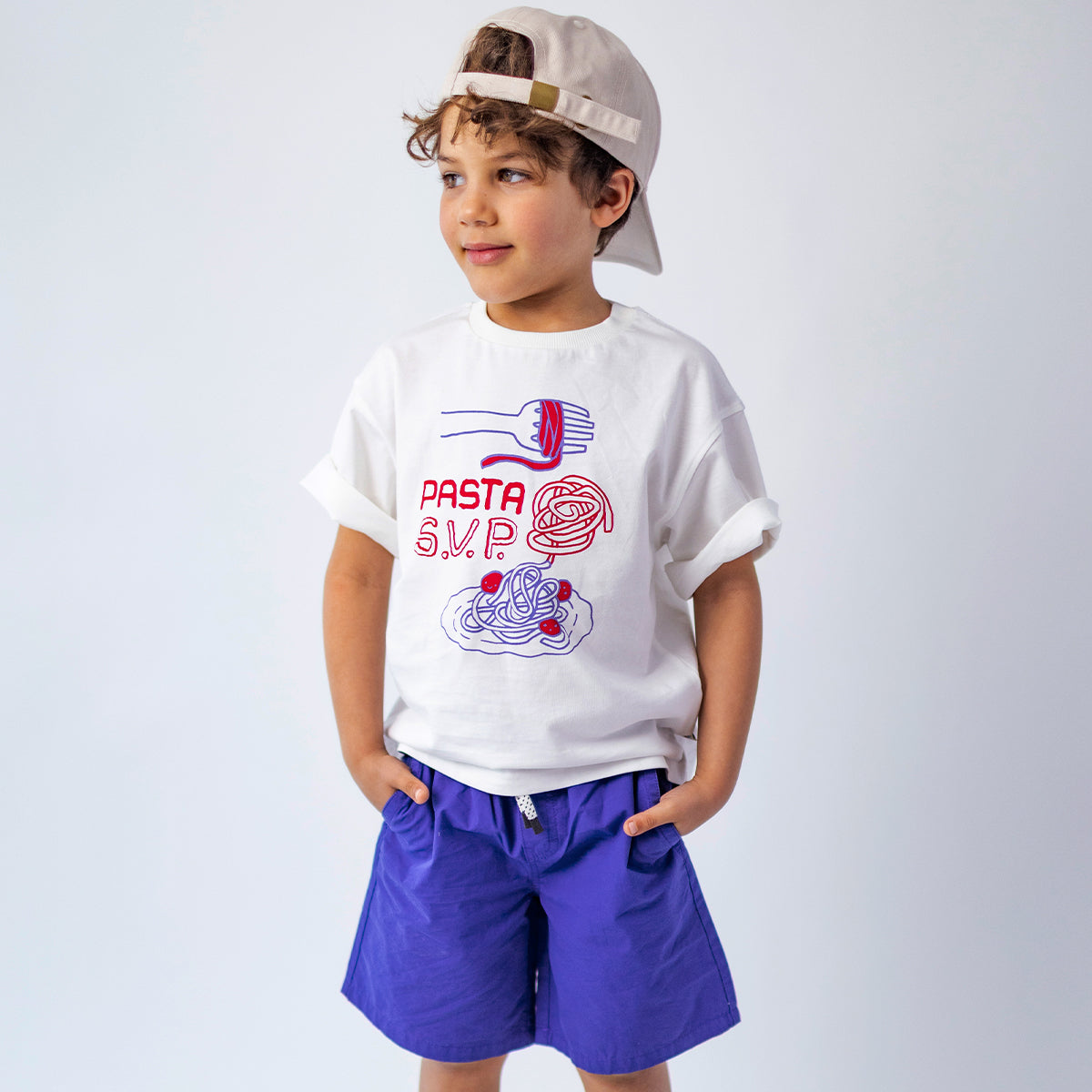 Blue canvas Bermuda shorts, child