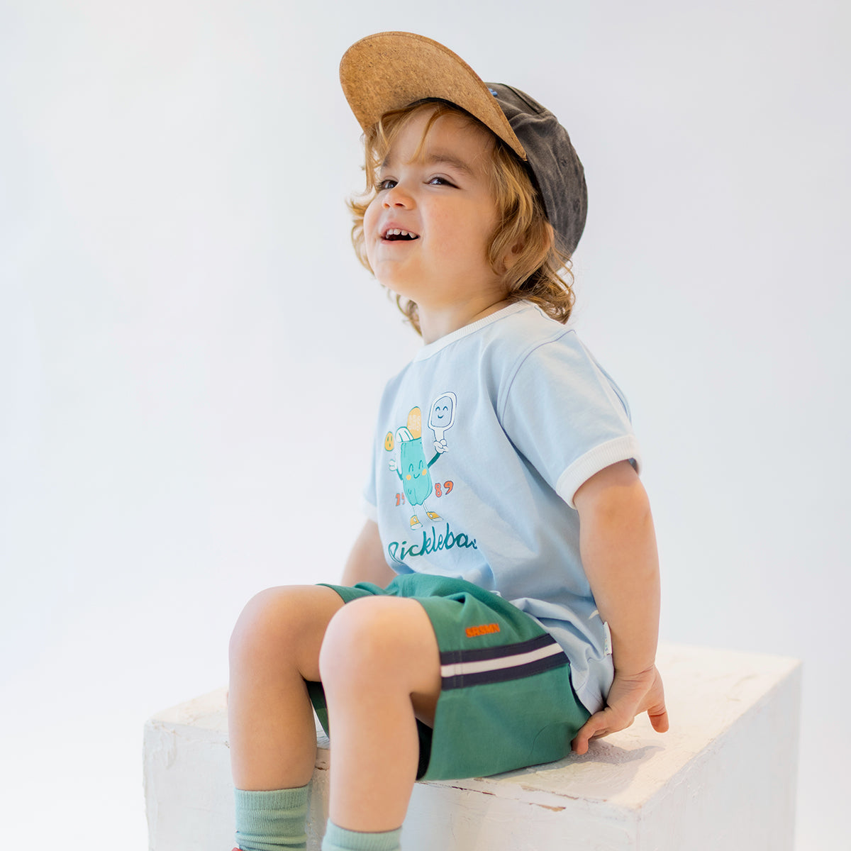 Short vert en jersey, bébé