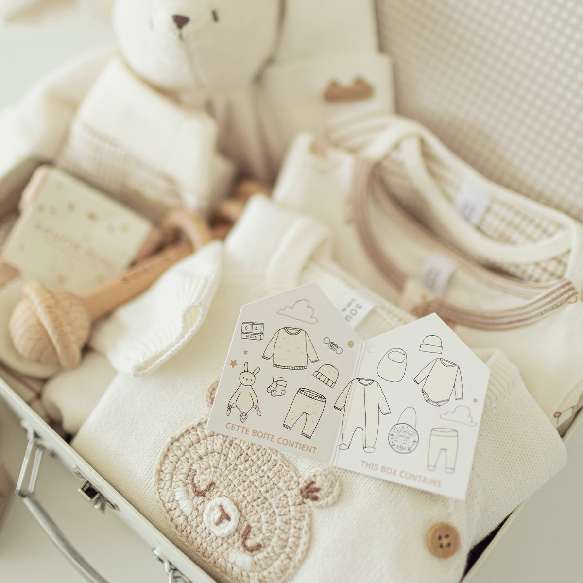 Cream and beige “The Premium” gift set (14 pieces), newborn