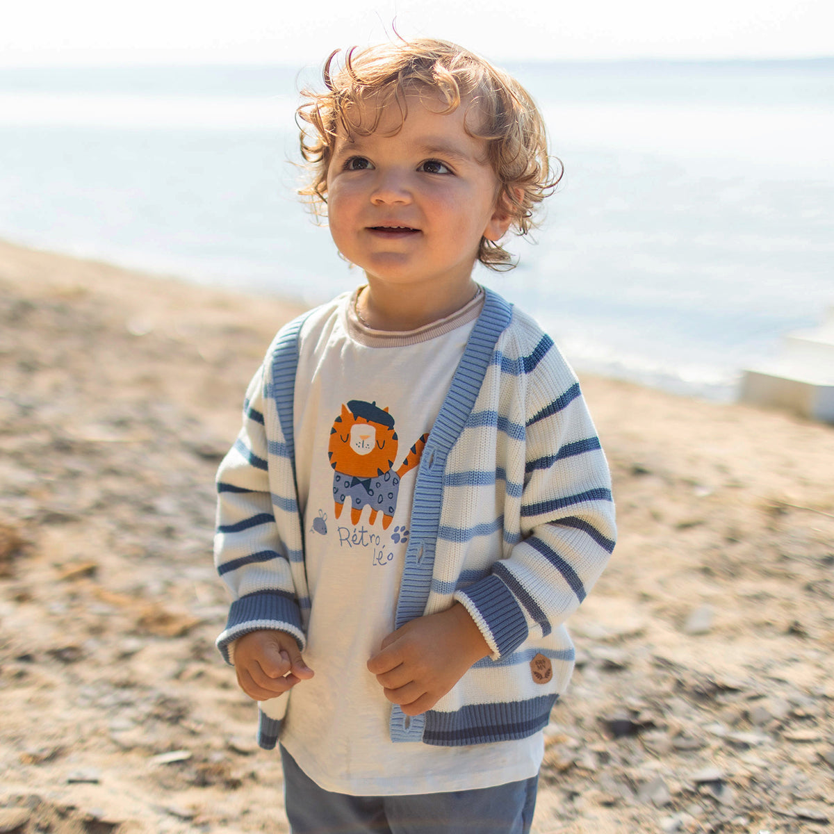 T-shirt blanc avec illustration de tigre, bébé