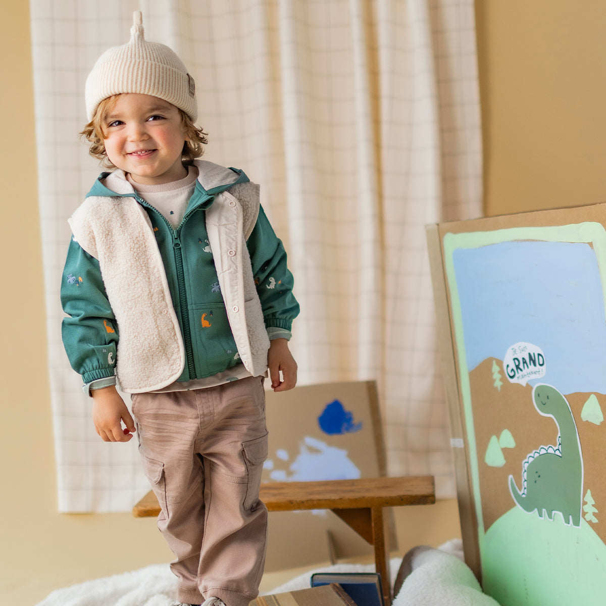 Green hooded zip-up sweatshirt, baby