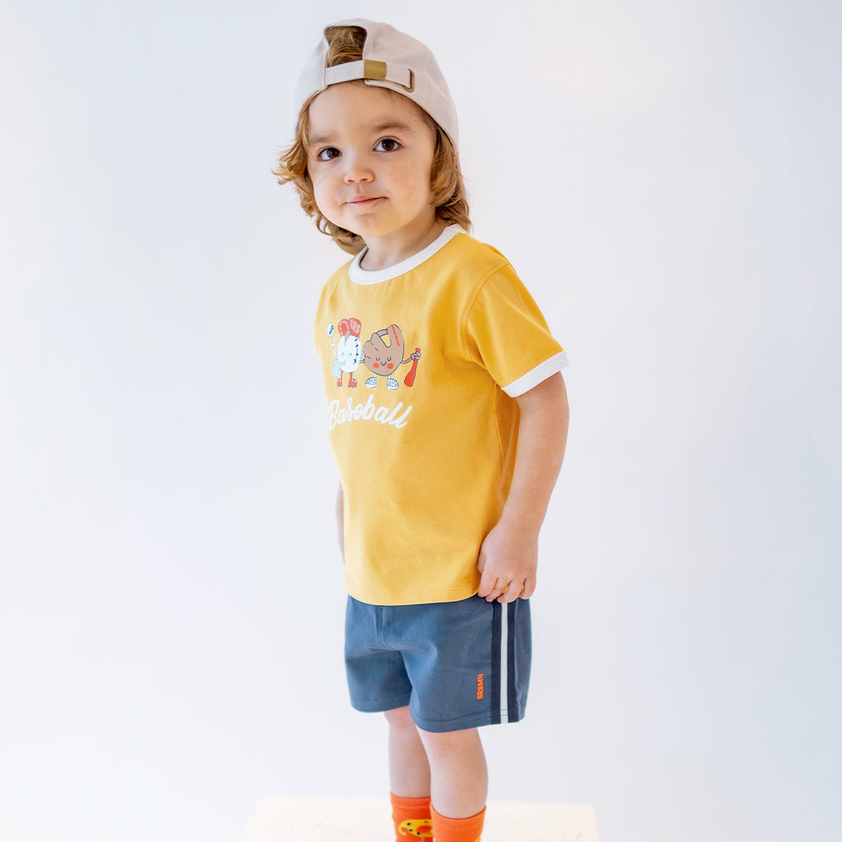 Short bleu marine en jersey, bébé