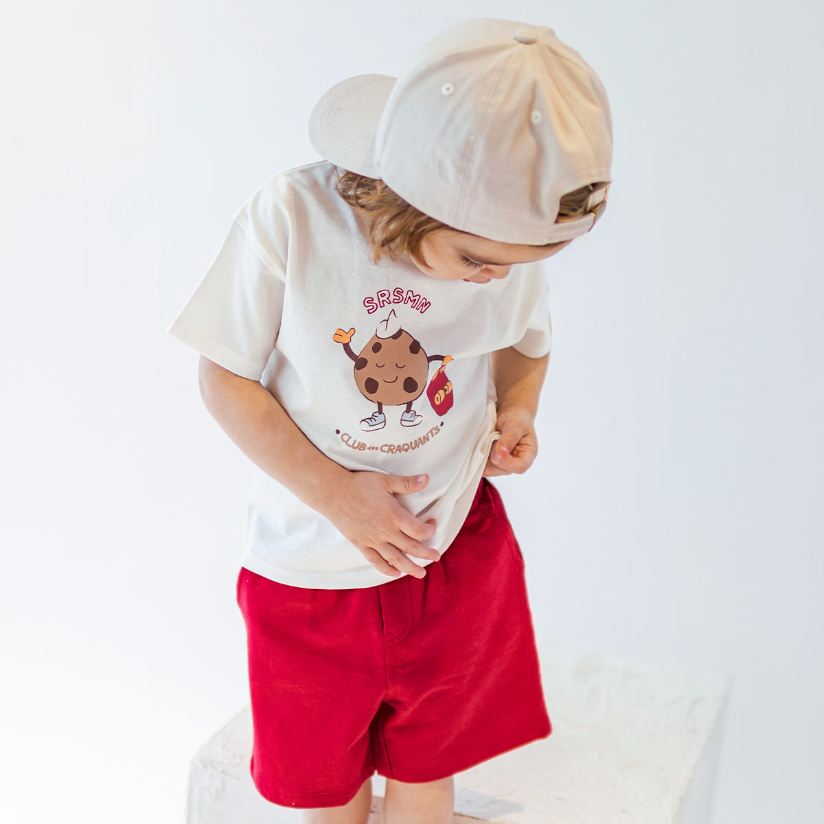 Bermuda rouge en coton français, bébé
