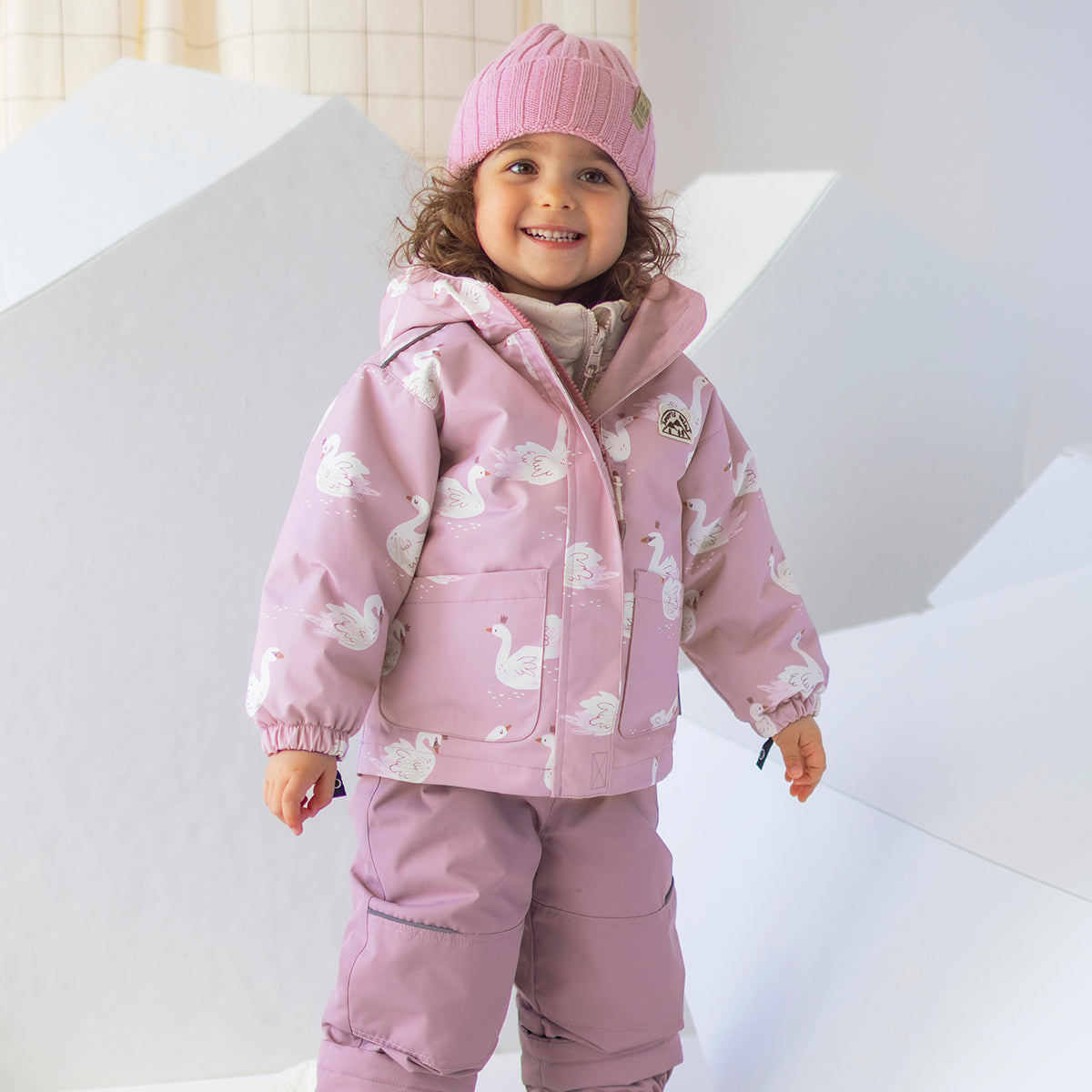 Pink Printed 3-in-1 snowsuit, baby