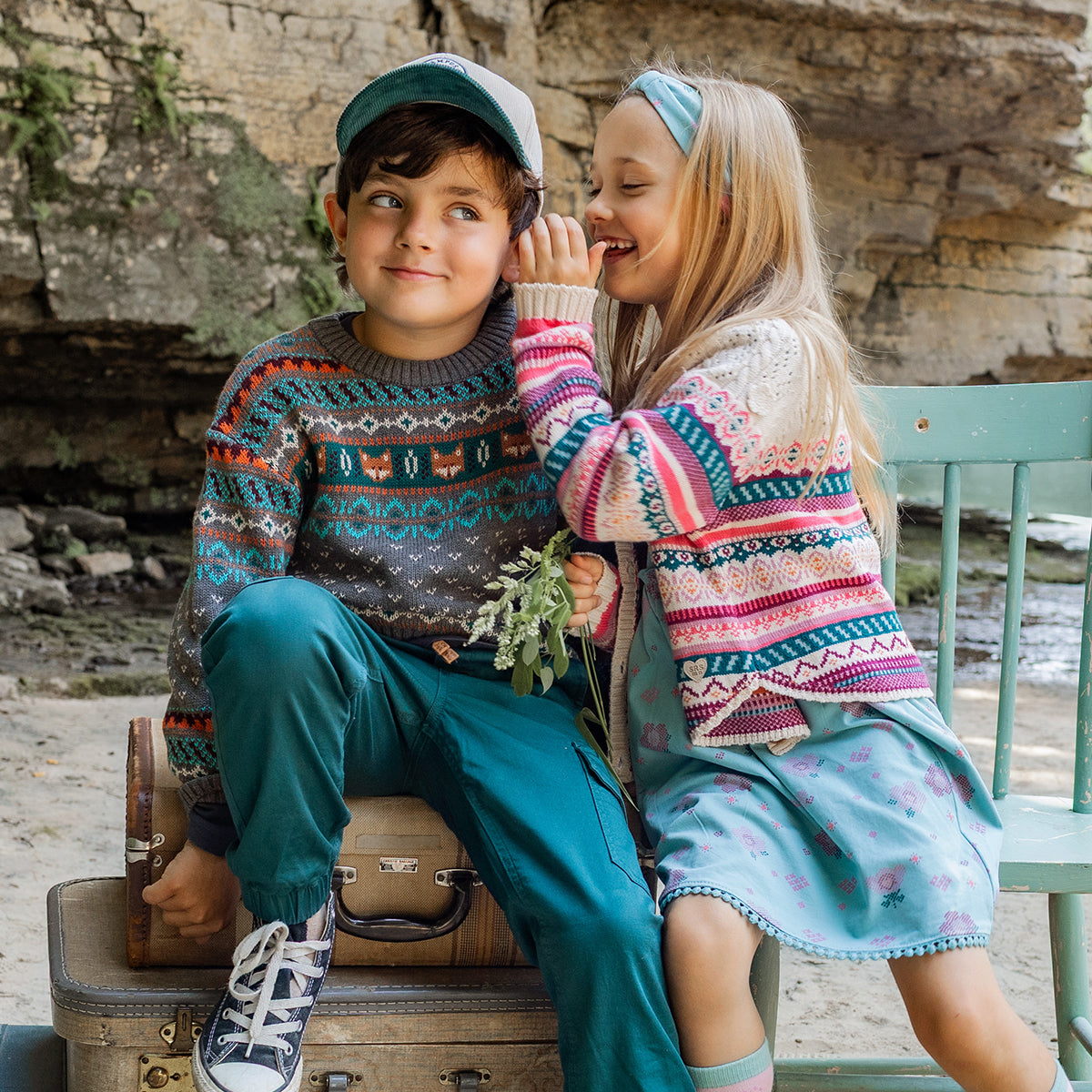Grey patterned knit sweater, child