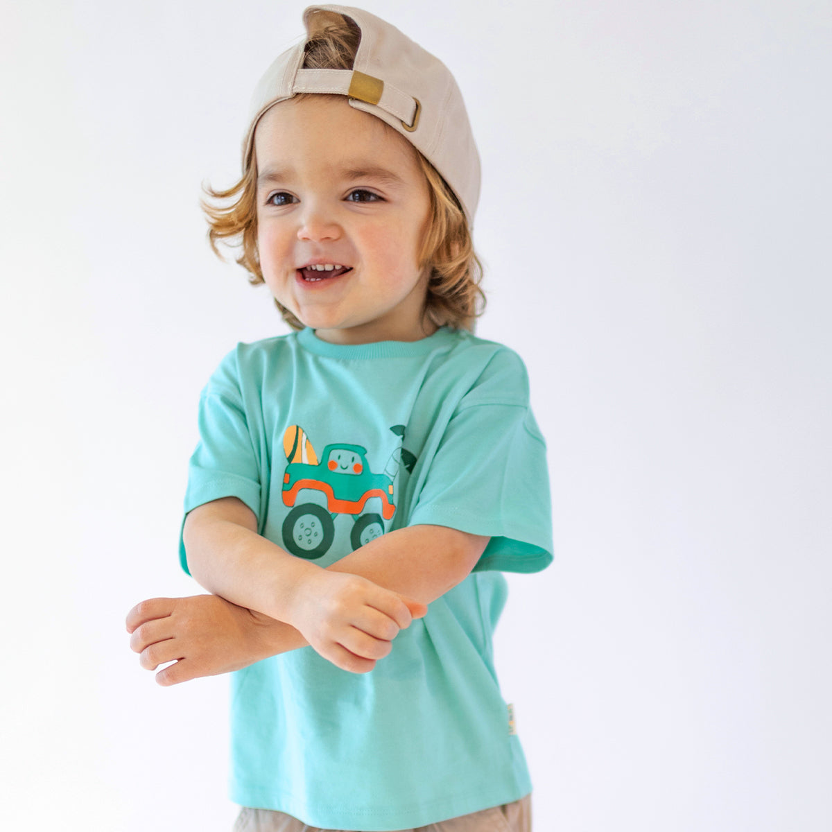 Turquoise T-shirt with illustration, baby