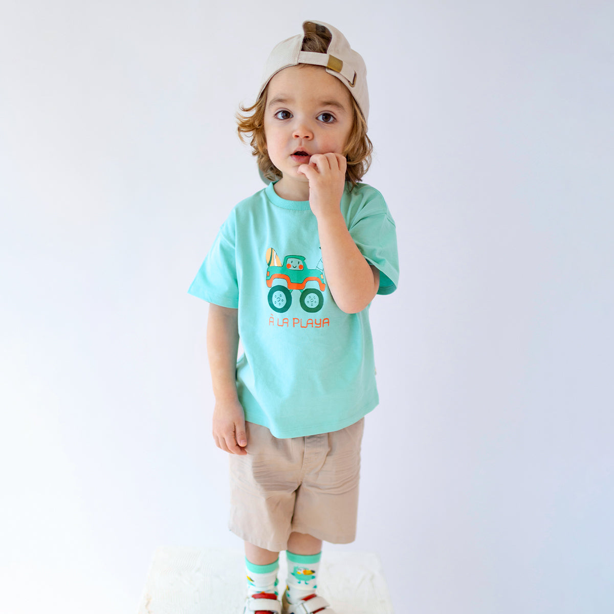 T-shirt turquoise avec illustration, bébé