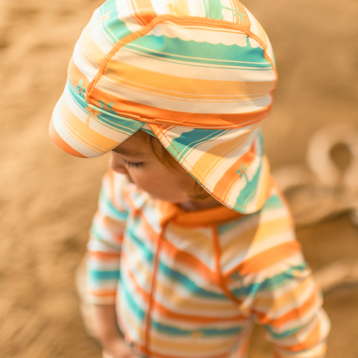 Casquette de bain à rayures colorées, bébé