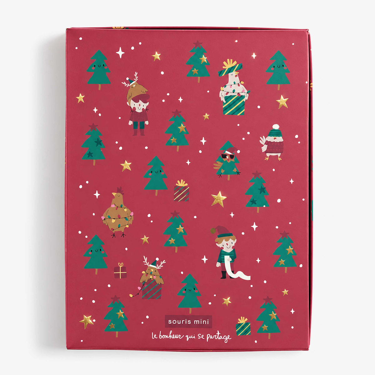 Red christmas gift box supporting Leucan