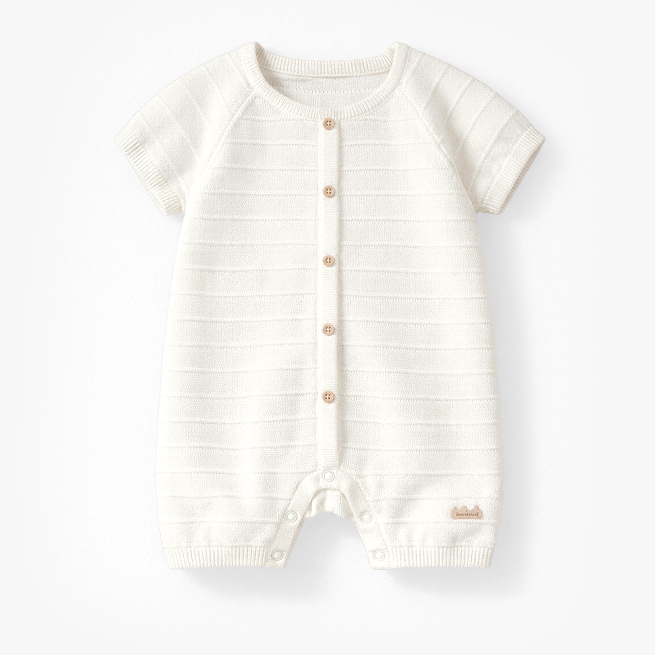 Barboteuse crème en tricot avec rayures, naissance - Souris Mini