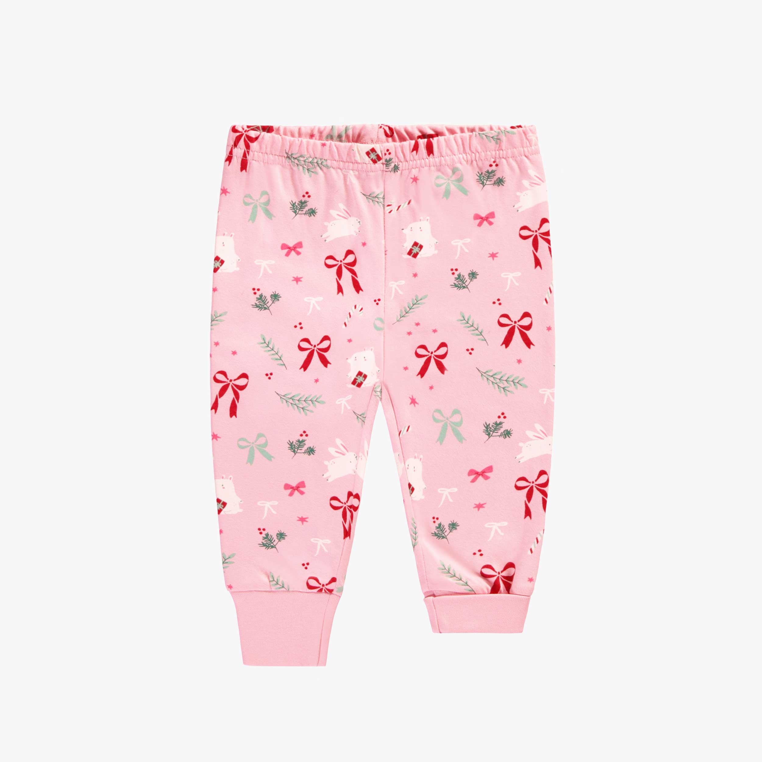 Bas du pyjama deux pièces rose à motifs des Fêtes, bébé