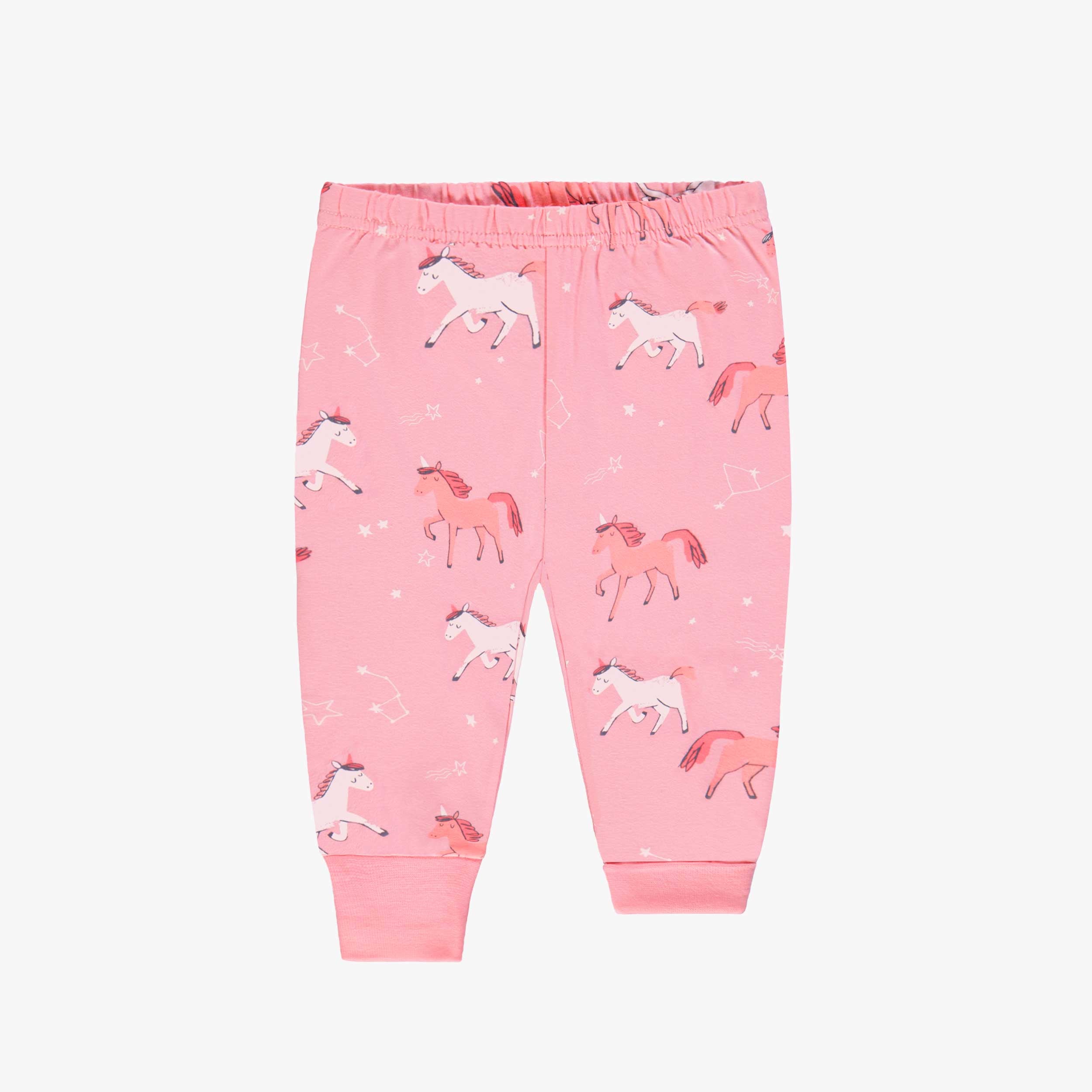 Bas du pyjama deux pièces rose à motifs de licornes, bébé 