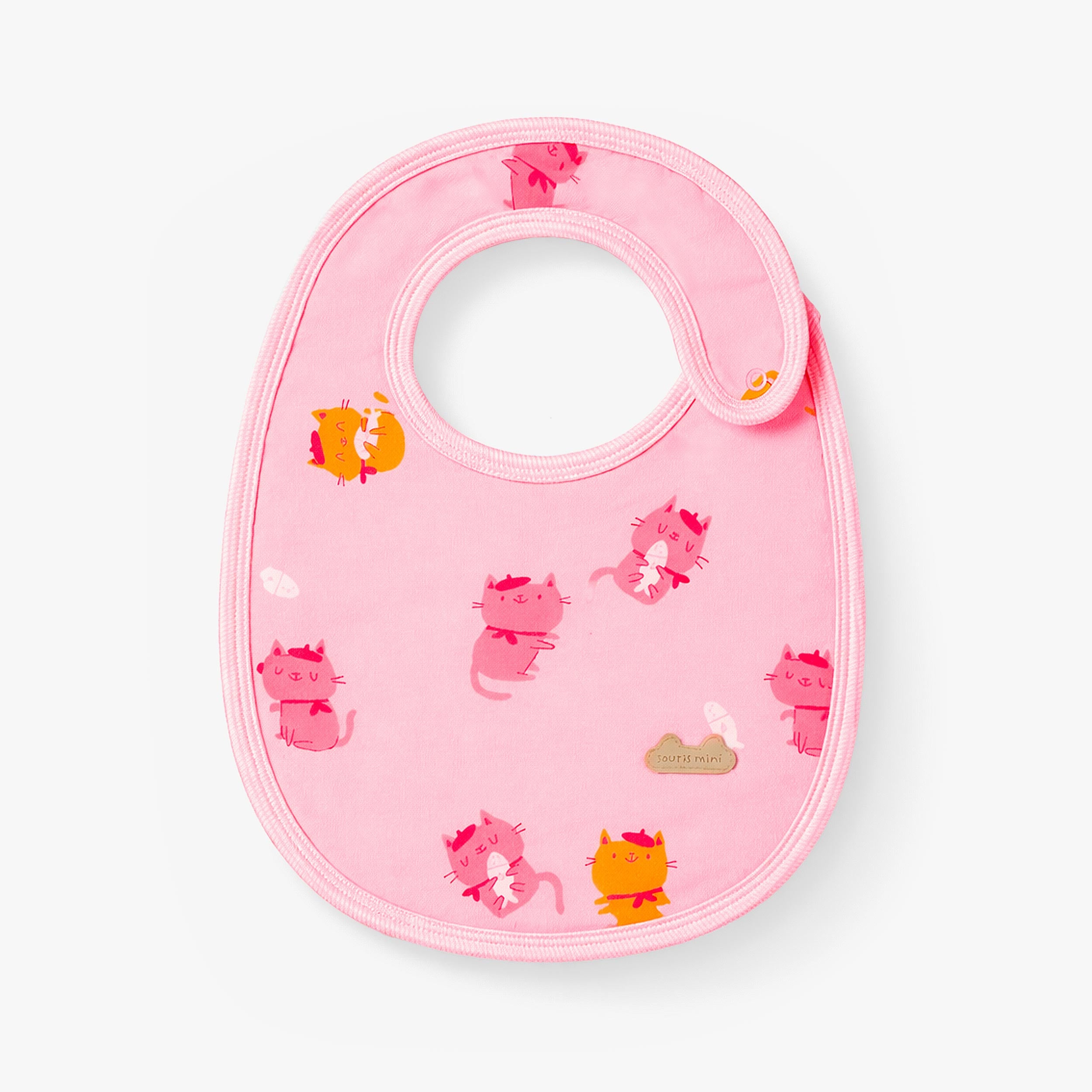 Bavoir rose à motifs de chats, naissance - Souris Mini