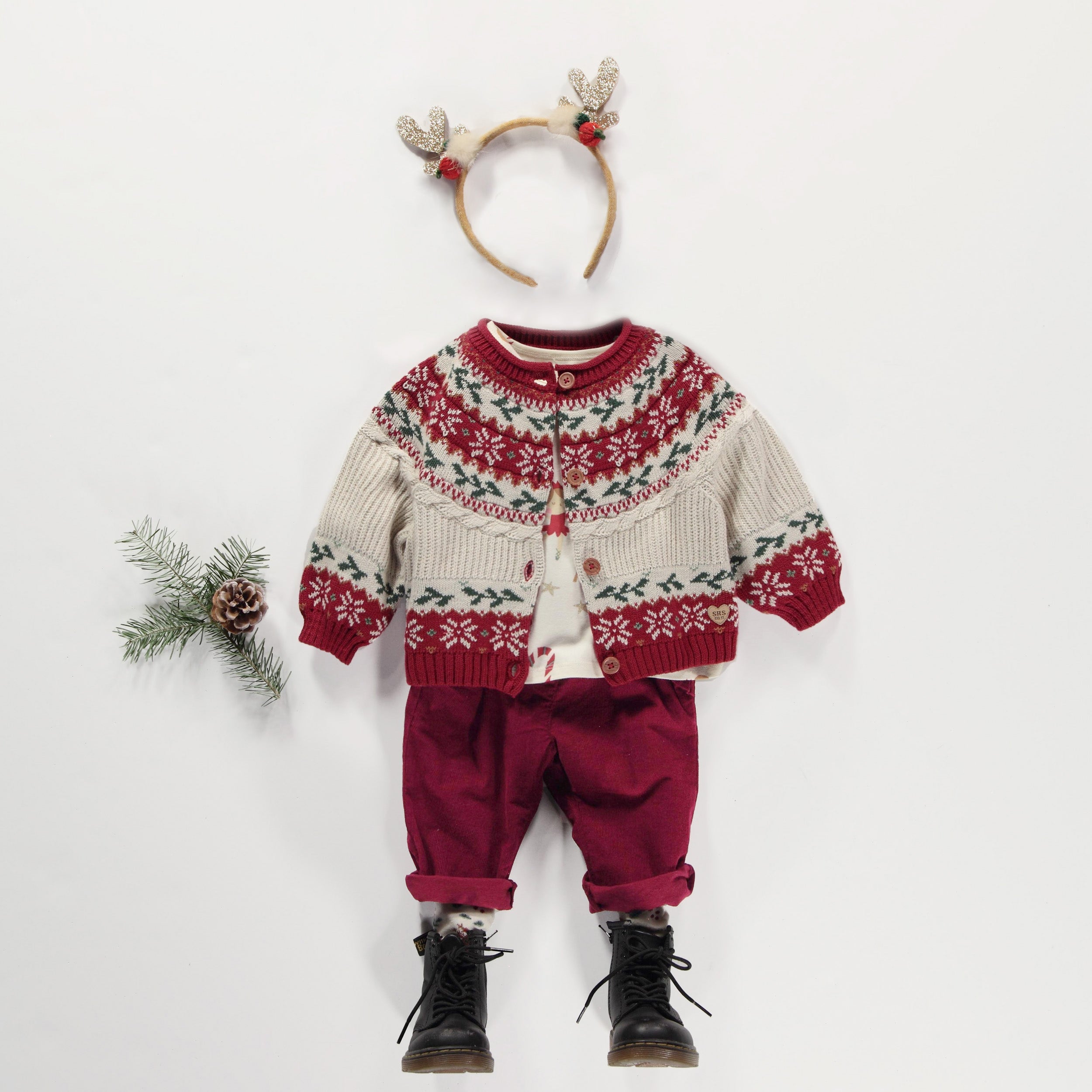 Pantalon rouge à volants en bébé velours côtelé, bébé