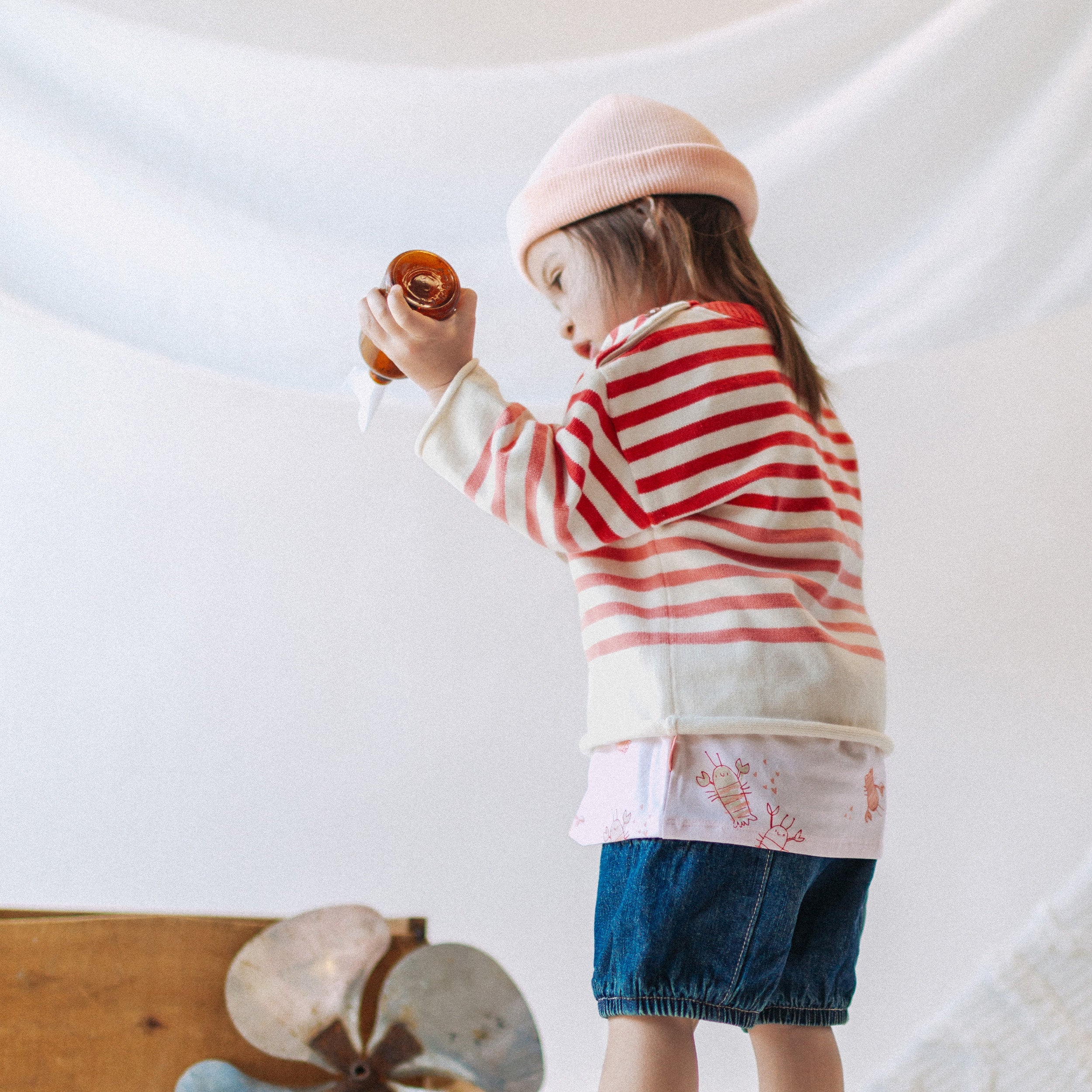 Relaxed fit short in light dark denim, baby