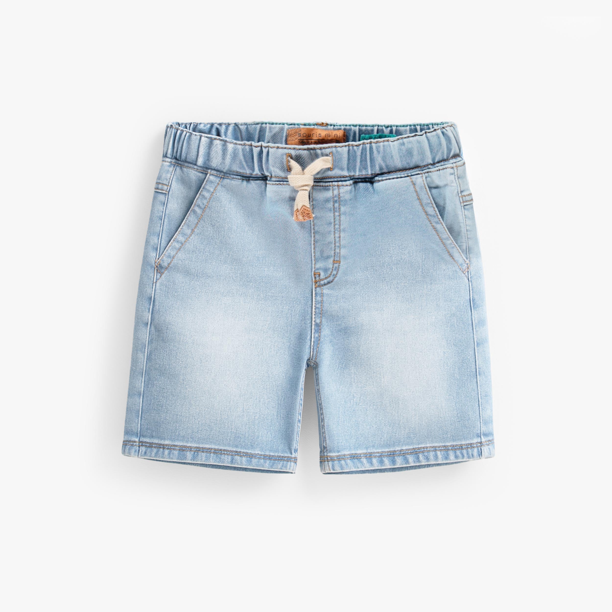 Bermuda bleu en denim coupe décontractée, enfant - Souris Mini