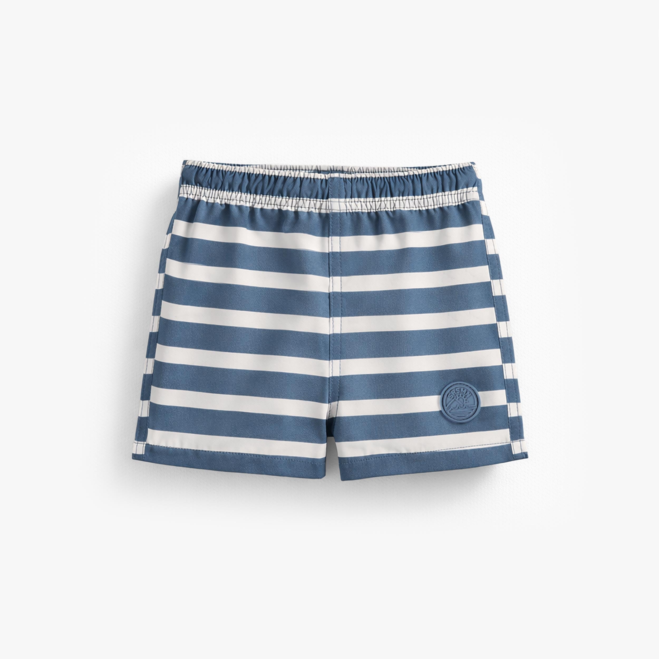 Bermuda de bain bleu et crème à rayures, bébé - Souris Mini